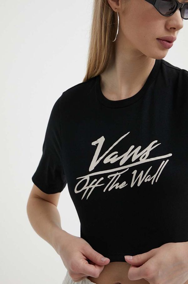 Vans Pamučna majica Vans za žene, boja: crna