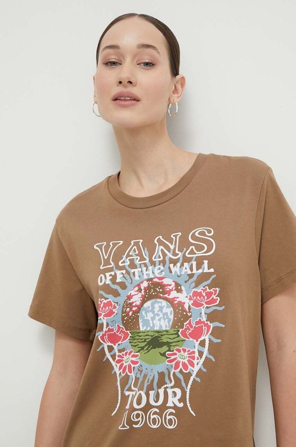 Vans Pamučna majica Vans za žene, boja: smeđa