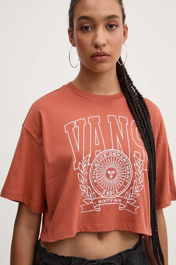 Vans Pamučna majica Vans za žene, boja: smeđa, VN000HHEC9J1