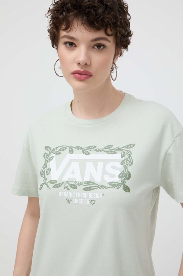 Vans Pamučna majica Vans za žene, boja: zelena