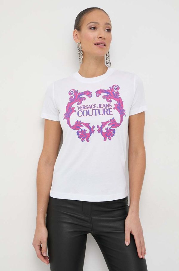 Versace Jeans Couture Pamučna majica Versace Jeans Couture za žene, boja: bijela