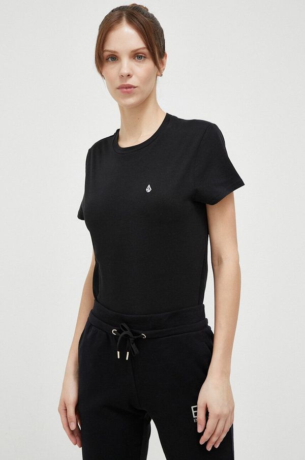 Volcom Pamučna majica Volcom boja: crna