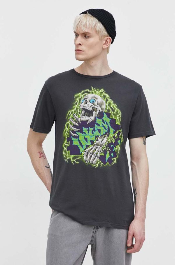 Volcom Pamučna majica Volcom za muškarce, boja: siva, s tiskom