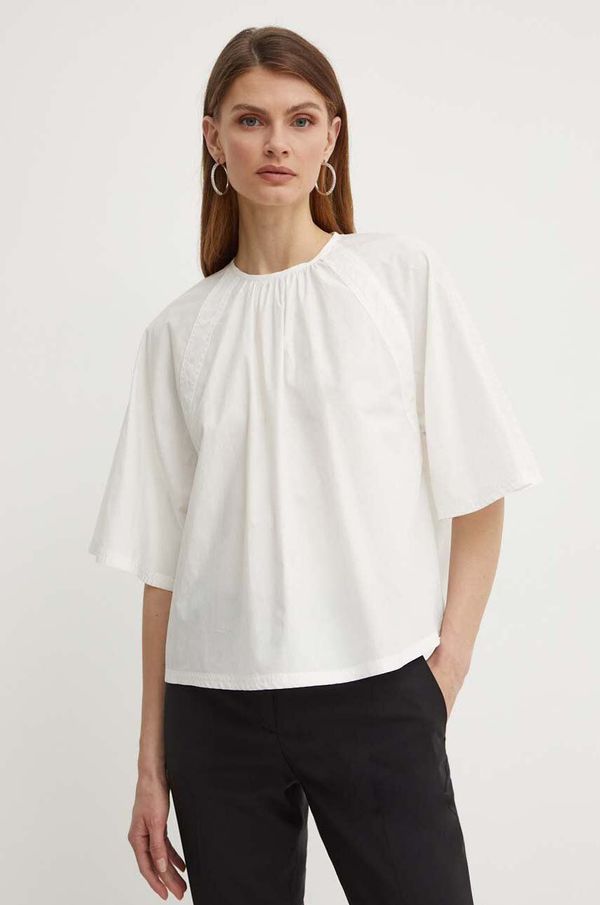 Weekend Max Mara Pamučna majica Weekend Max Mara za žene, boja: bijela, bez uzorka, 2415161032600