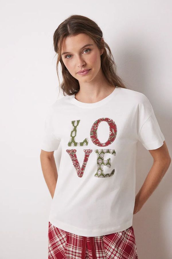 women'secret Pamučna majica women'secret MIX AND MATCH LOVE ACTUALLY za žene, boja: bež, 3278422
