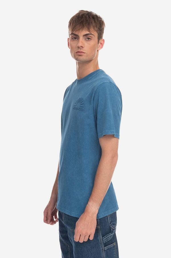 Wood Wood Pamučna majica Wood Wood Sami Embossed T-shirt s uzorkom, 12312507.2491-DARKBLUE
