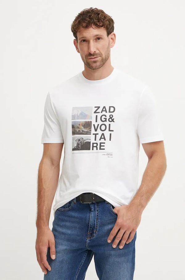 Zadig&Voltaire Pamučna majica ZADIG&VOLTAIRE za muškarce, boja: bijela, s tiskom, JMTS00659
