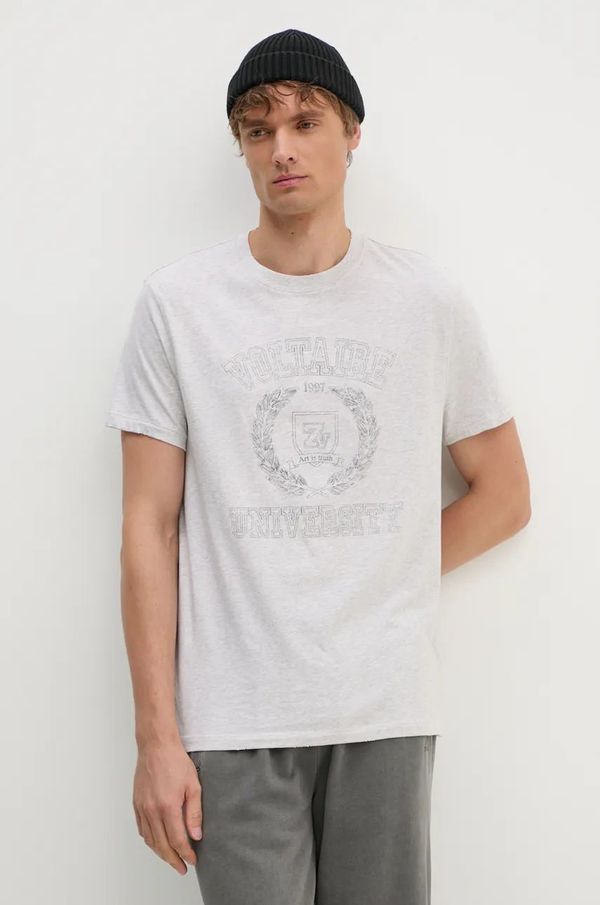 Zadig&Voltaire Pamučna majica ZADIG&VOLTAIRE za muškarce, boja: siva, s tiskom, JMTS00663