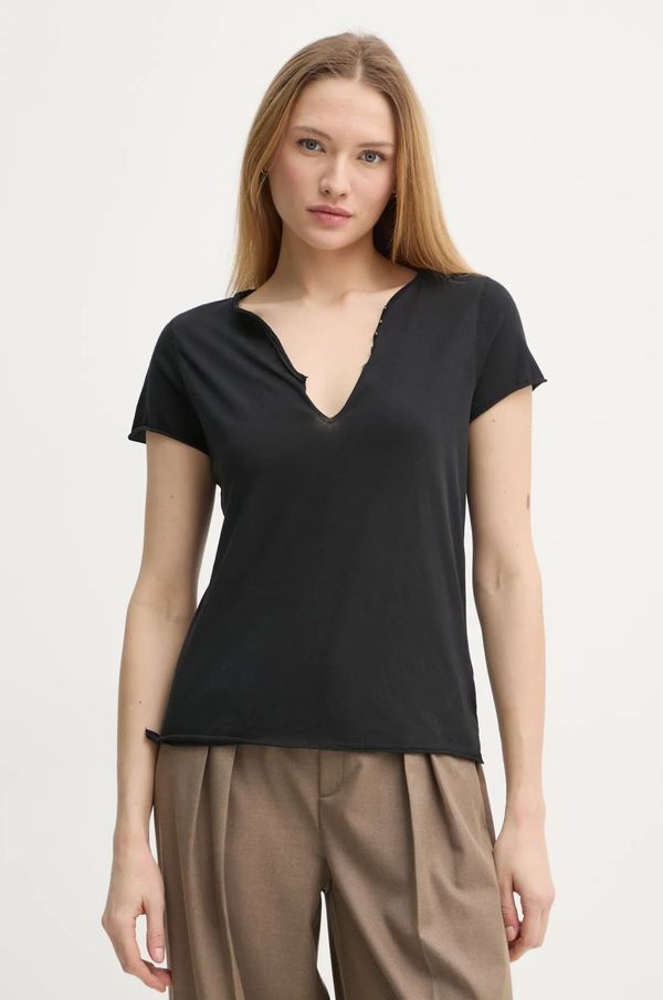 Zadig&Voltaire Pamučna majica ZADIG&VOLTAIRE za žene, boja: crna, JWTN00447