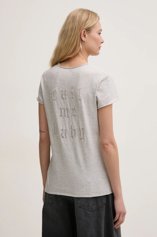 Zadig&Voltaire Pamučna majica ZADIG&VOLTAIRE za žene, boja: siva, JWTS02680