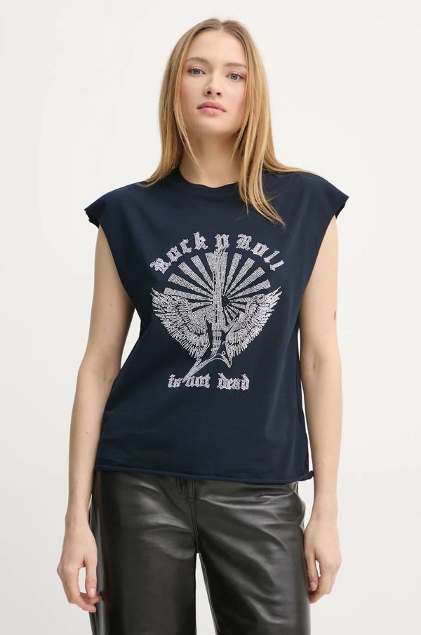 Zadig&Voltaire Pamučna majica ZADIG&VOLTAIRE za žene, boja: tamno plava, JWTT01265