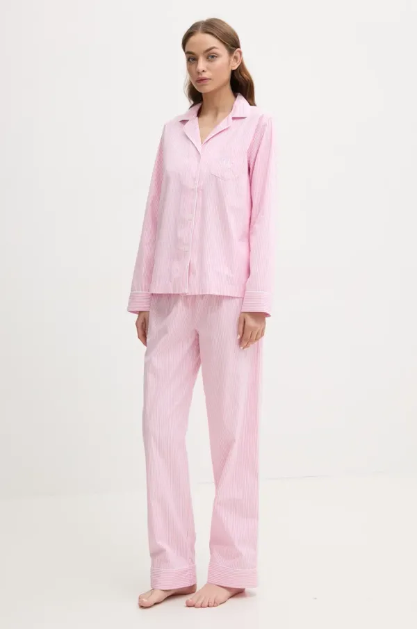 Lauren Ralph Lauren Pamučna pidžama Lauren Ralph Lauren boja: ružičasta, pamučna, ILN92315
