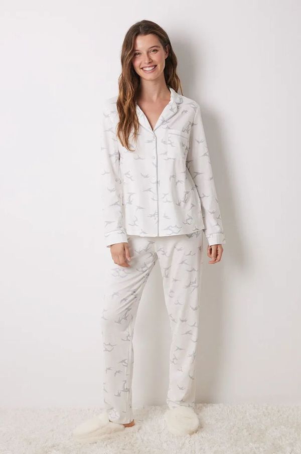 women'secret Pamučna pidžama women'secret DAILY FROSTED boja: bež, pamučna, 3598096