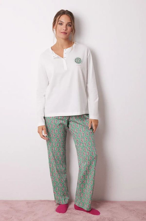 women'secret Pamučna pidžama women'secret VERY MERRY boja: bež, pamučna, 3138658