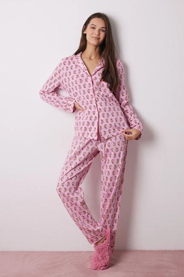 women'secret Pamučna pidžama women'secret VERY MERRY boja: ružičasta, pamučna, 3138659