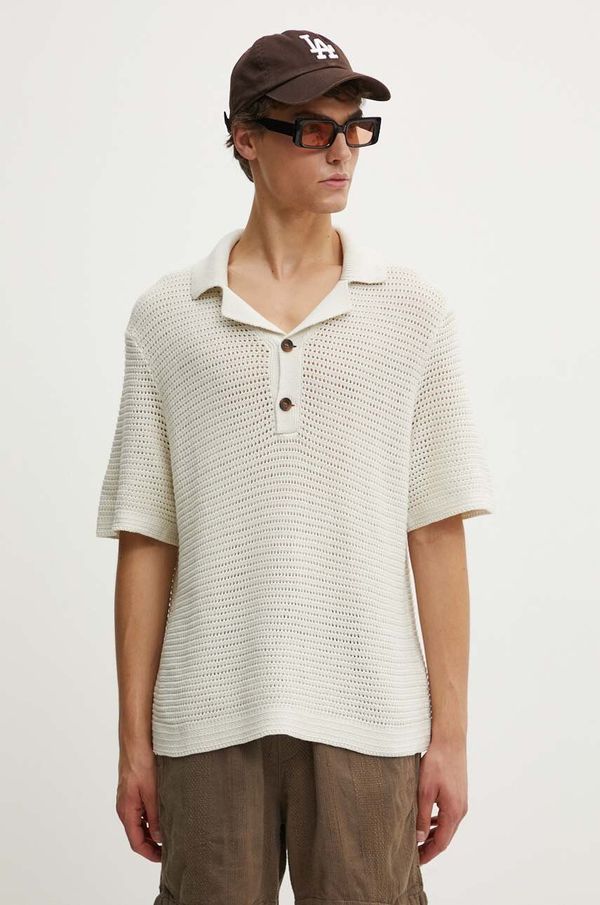 Abercrombie & Fitch Pamučna polo majica Abercrombie & Fitch boja: bež, bez uzorka