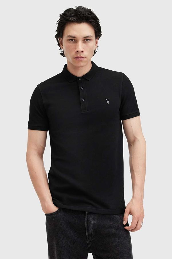 AllSaints Pamučna polo majica AllSaints REFORM boja: crna, bez uzorka, M075PB
