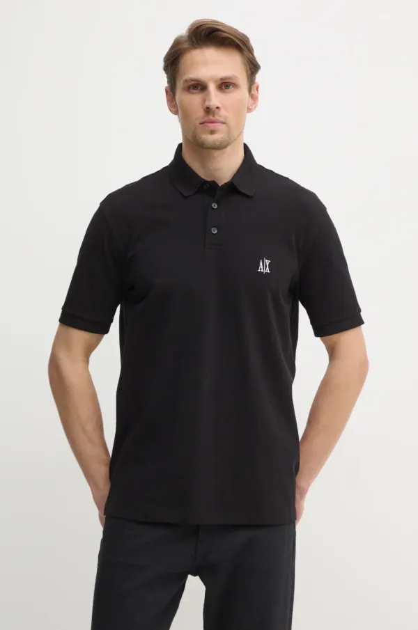 Armani Exchange Pamučna polo majica Armani Exchange boja: crna, bez uzorka, XM000367 AF13022