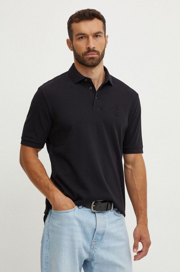 Armani Exchange Pamučna polo majica Armani Exchange boja: crna, s aplikacijom, 6DZFLK ZJXUZ