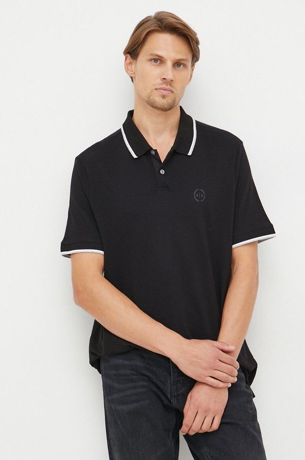 Armani Exchange Pamučna polo majica Armani Exchange boja: crna, s aplikacijom