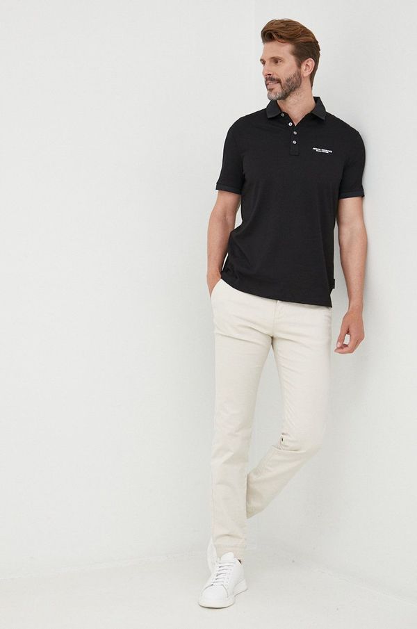 Armani Exchange Pamučna polo majica Armani Exchange boja: crna, s tiskom