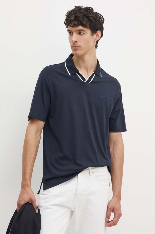 Armani Exchange Pamučna polo majica Armani Exchange boja: tamno plava, s aplikacijom, 6DZFJS ZJBYZ