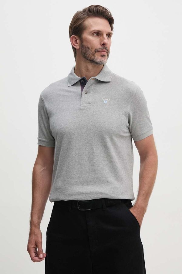 Barbour Pamučna polo majica Barbour Tartan Pique Polo boja: siva, s aplikacijom, MML0012