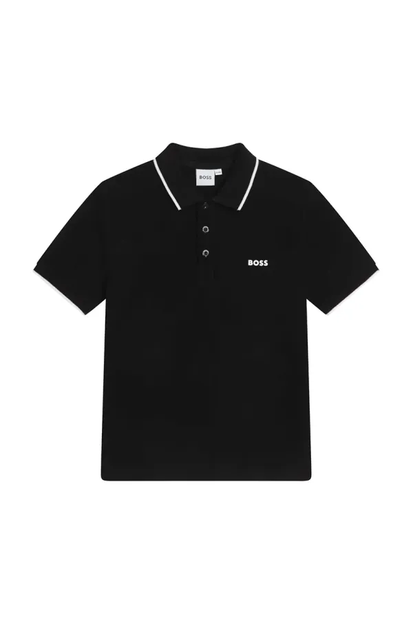 BOSS Pamučna polo majica BOSS boja: bijela, s tiskom, J25P26