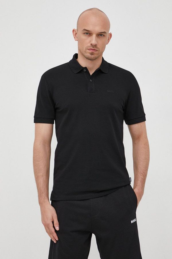 Boss Pamučna polo majica BOSS boja: crna, jednobojni model