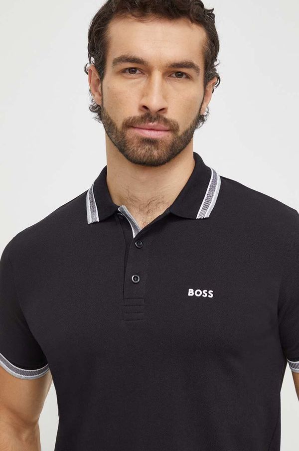 Boss Green Pamučna polo majica Boss Green boja: crna, bez uzorka, 50469055