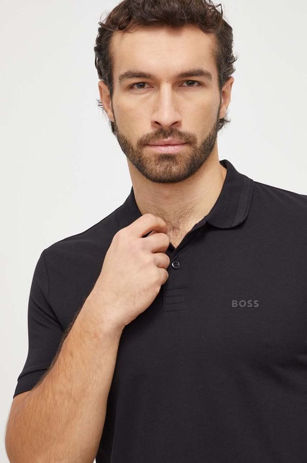 BOSS Green Pamučna polo majica Boss Green boja: crna, bez uzorka, 50507583