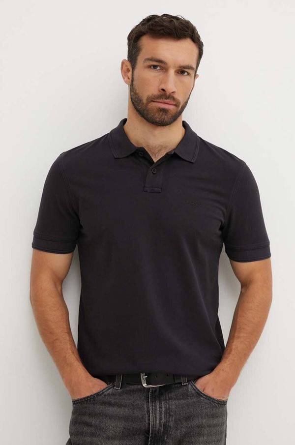 Boss Orange Pamučna polo majica Boss Orange boja: crna, bez uzorka, 50507813