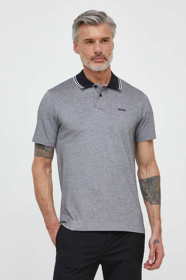Boss Orange Pamučna polo majica Boss Orange boja: crna, melanž