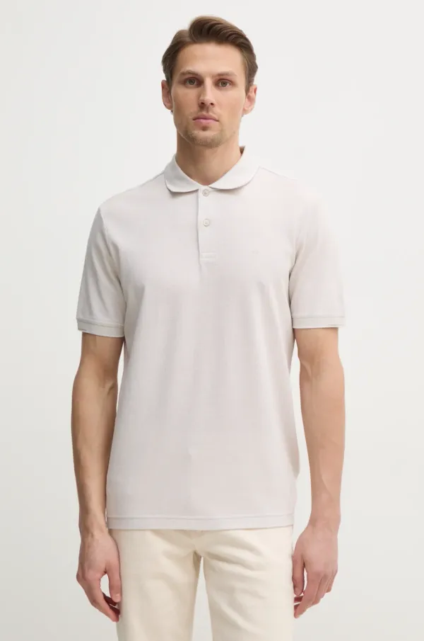 Calvin Klein Pamučna polo majica Calvin Klein boja: bež, bez uzorka, K10K114475