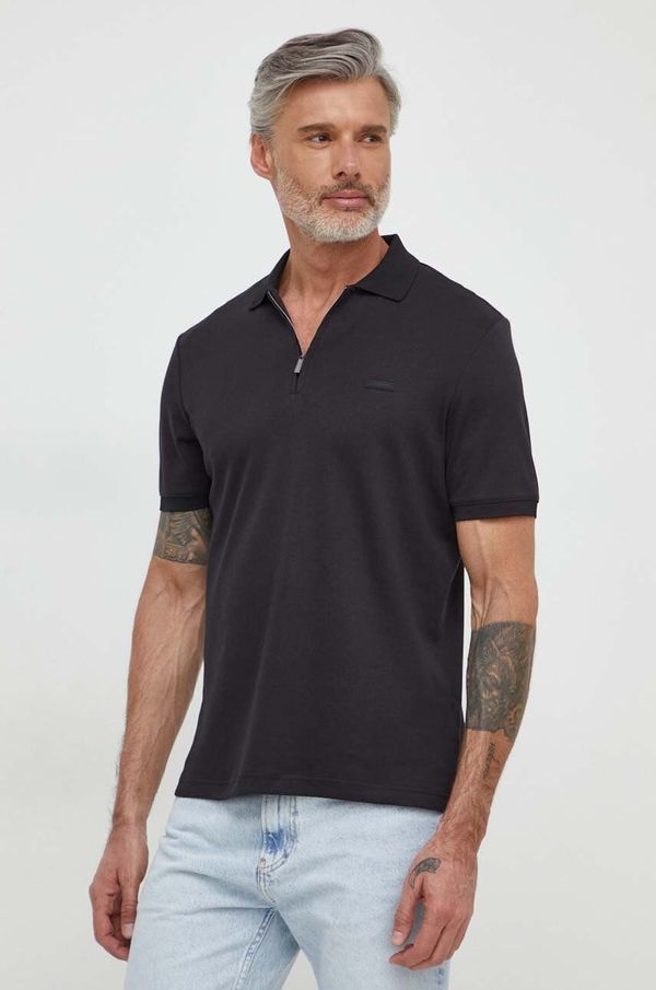 Calvin Klein Pamučna polo majica Calvin Klein boja: crna, bez uzorka