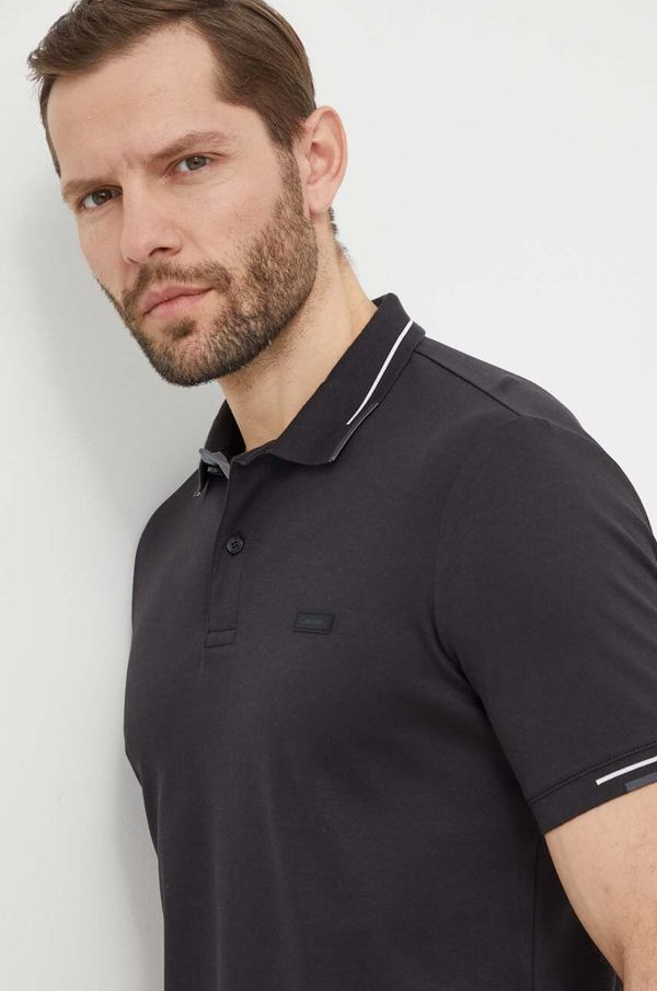 Calvin Klein Pamučna polo majica Calvin Klein boja: crna, bez uzorka