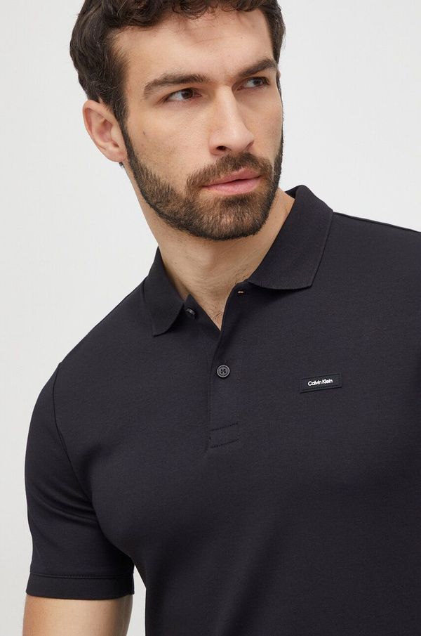 Calvin Klein Pamučna polo majica Calvin Klein boja: crna, bez uzorka