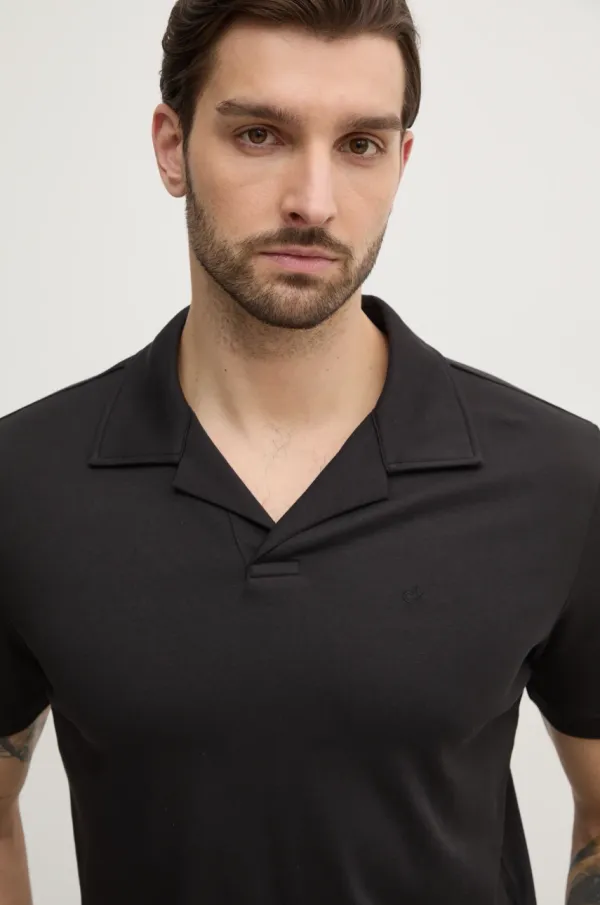 Calvin Klein Pamučna polo majica Calvin Klein boja: crna, bez uzorka, K10K114133