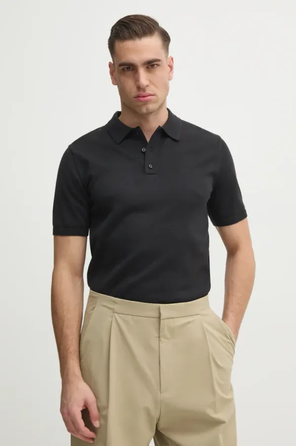 Calvin Klein Pamučna polo majica Calvin Klein boja: crna, bez uzorka, K10K114476