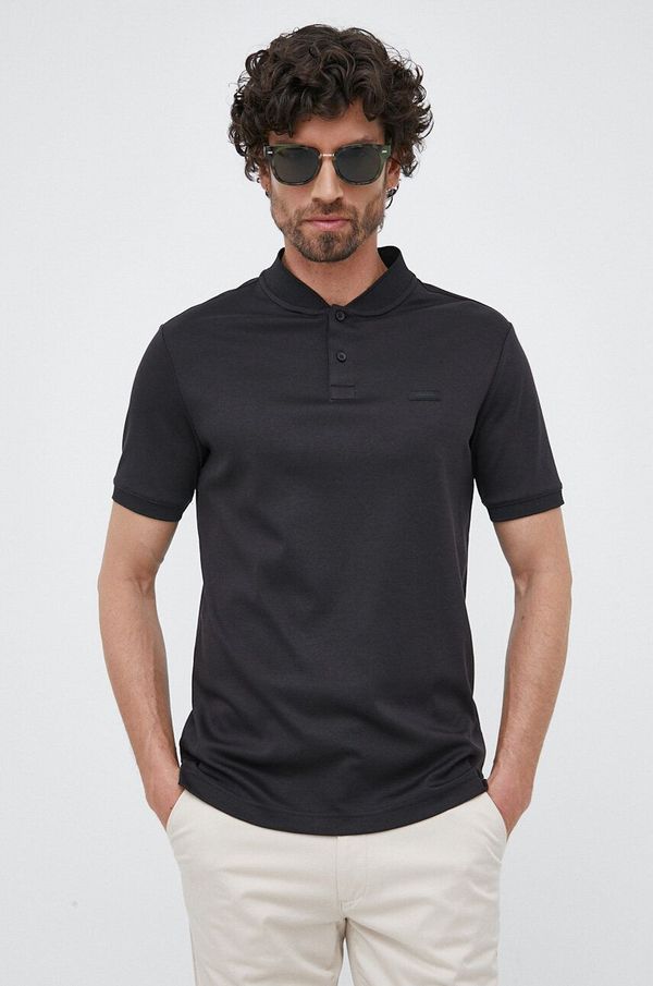 Calvin Klein Pamučna polo majica Calvin Klein boja: crna, glatki model, K10K111201