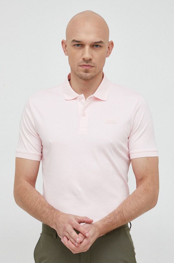 Calvin Klein Pamučna polo majica Calvin Klein boja: ružičasta, jednobojni model