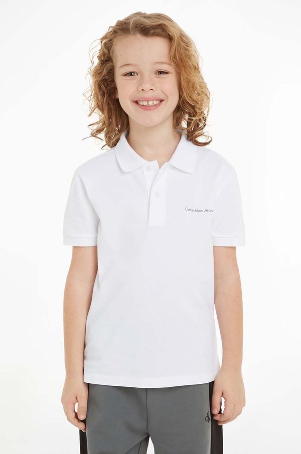 Calvin Klein Jeans Pamučna polo majica Calvin Klein Jeans boja: bijela, bez uzorka, IB0IB02147