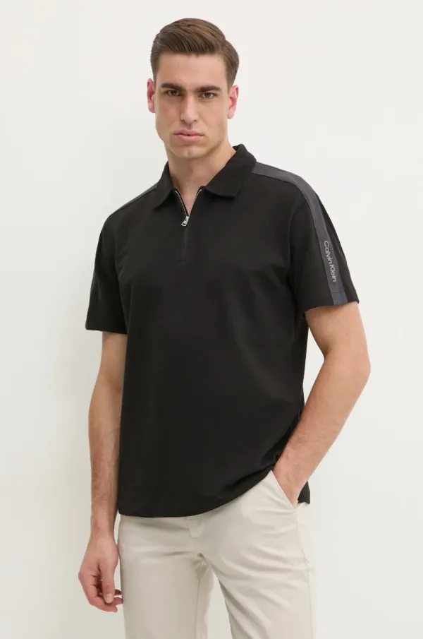 Calvin Klein Jeans Pamučna polo majica Calvin Klein Jeans boja: crna, bez uzorka, J30J327240