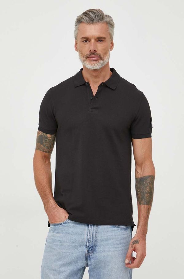 Calvin Klein Jeans Pamučna polo majica Calvin Klein Jeans boja: crna, bez uzorka