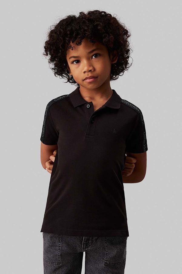 Calvin Klein Jeans Pamučna polo majica Calvin Klein Jeans boja: crna, s aplikacijom, IB0IB02149