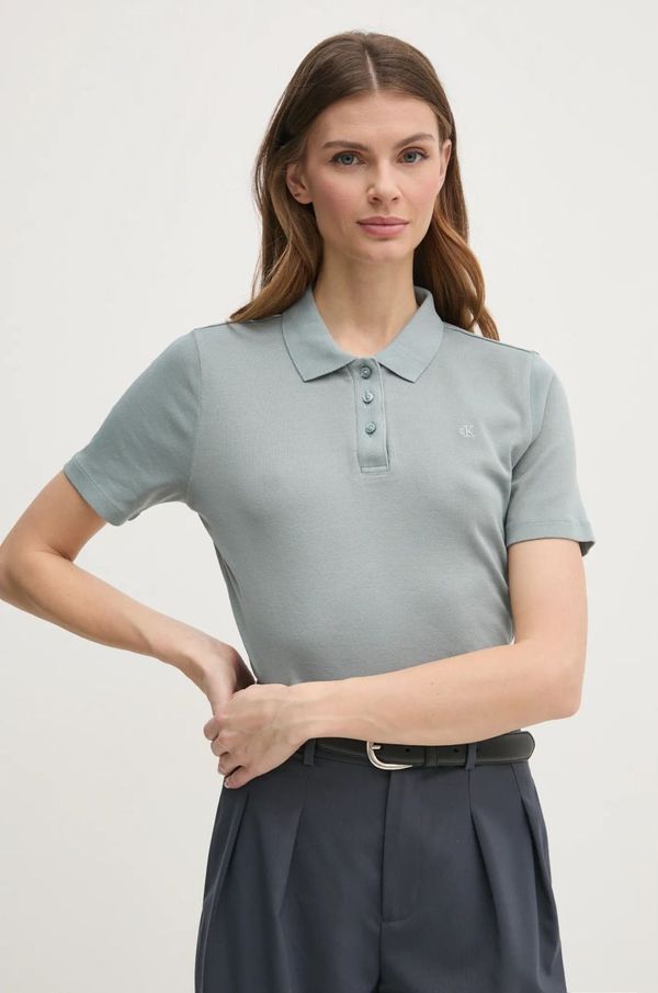 Calvin Klein Jeans Pamučna polo majica Calvin Klein Jeans boja: siva, J20J224749