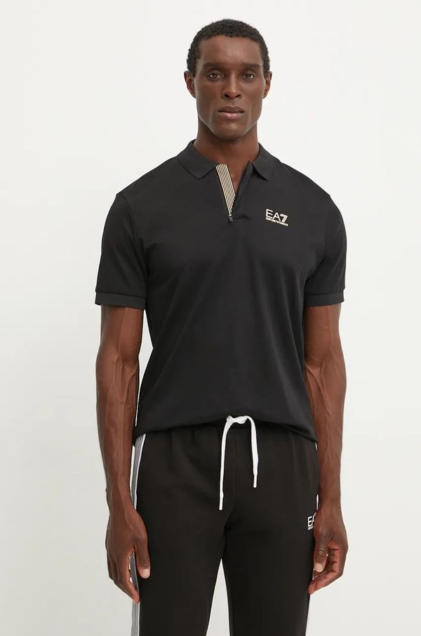 EA7 Emporio Armani Pamučna polo majica EA7 Emporio Armani boja: crna, s tiskom, PJOLZ.6DPF09