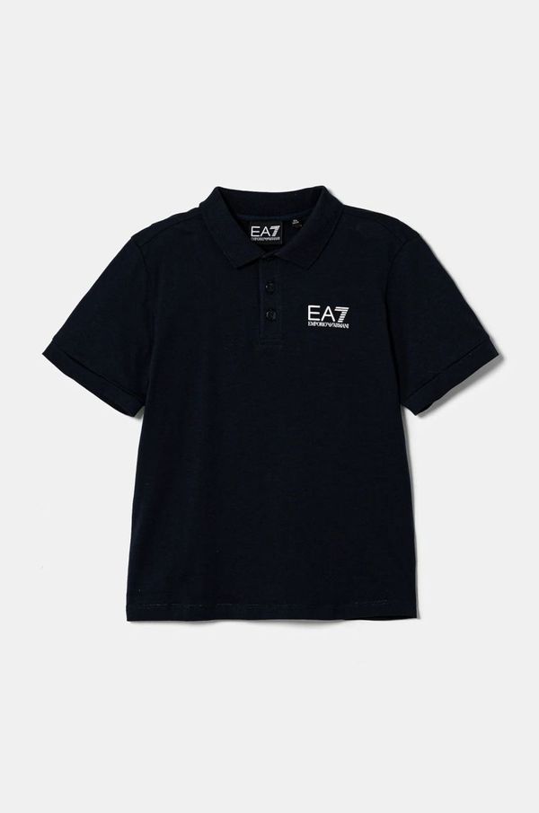 EA7 Emporio Armani Pamučna polo majica EA7 Emporio Armani boja: tamno plava, s tiskom, 7B000022 AF10378