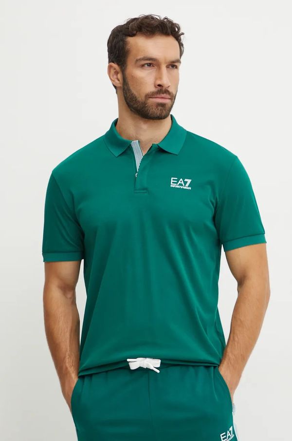 EA7 Emporio Armani Pamučna polo majica EA7 Emporio Armani boja: zelena, bez uzorka, PJOLZ.6DPF09
