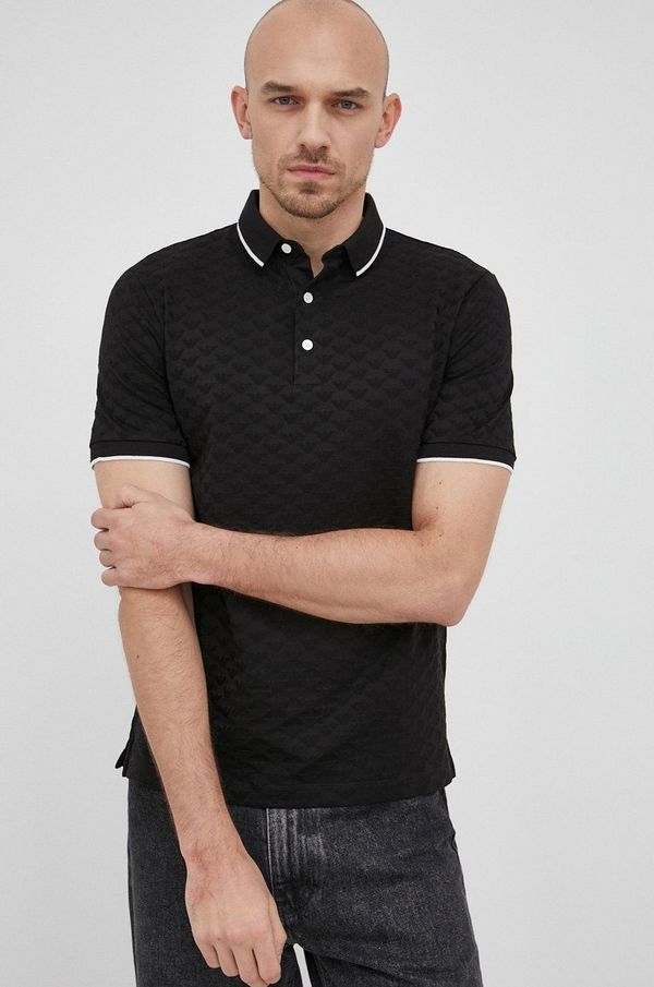 Emporio Armani Pamučna polo majica Emporio Armani boja: crna, glatki model